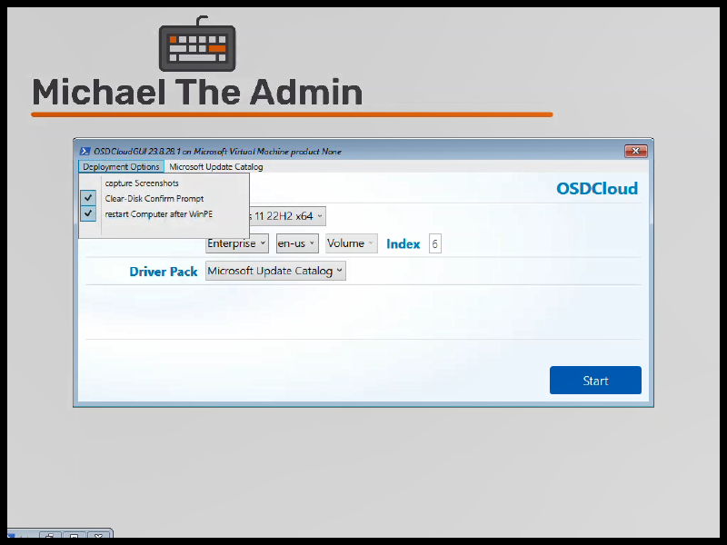 OSDCloudGUI - Deployment Options